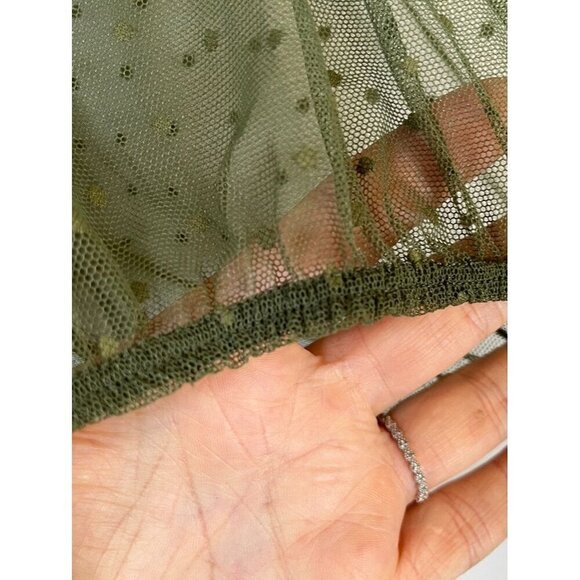 Torrid Polka Dot Top Milkmaid 4X Green Mesh Metallic Fairy Whimsical Boho Hippie - Picture 5 of 12